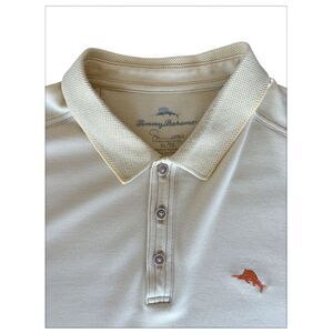 Tommy Bahama Short Sleeve Yellow Polo Shirt Golf Shirt Supima Cotton Size XL
